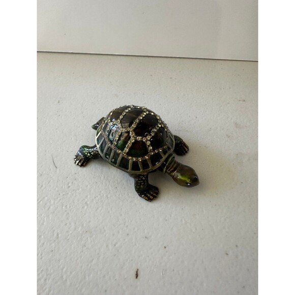 Rucinni Turtle Moveable Neck Hand Painted Enamel Magnetic Hinged Trinket Box - Picture 1 of 4